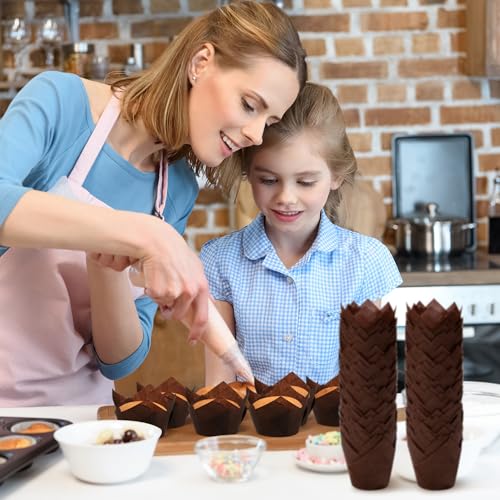 Ruisita 150 Pcs Mini Cupcake Liners Muffin Liners Baking Cups - color: Brown
