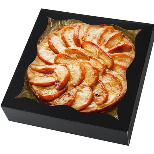qiqee Auto-pop Up Black Pie Boxes with Window 24Packs 12x12x3 Inch Cookie Donut Bakery Box - color: Black