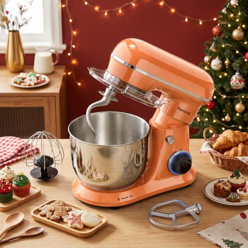 Honinst 4QT Electric Stand Mixer, 10-Speed Tilt-Head Compact Kitchen Mixer - color: Orange