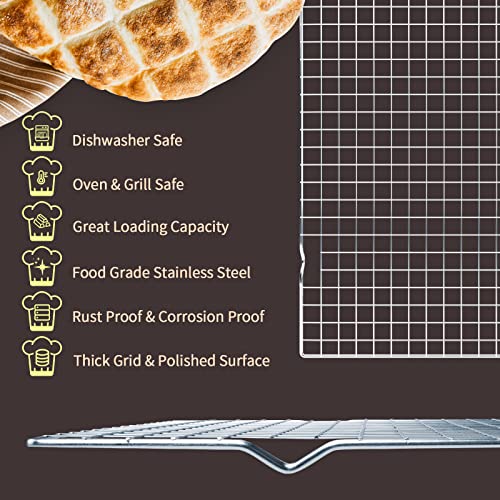 Briout Cooling Rack for Cooking and Baking, 16" x 10" Wire Rack, Silver - color: Silver, size: 16"x10"-1PC