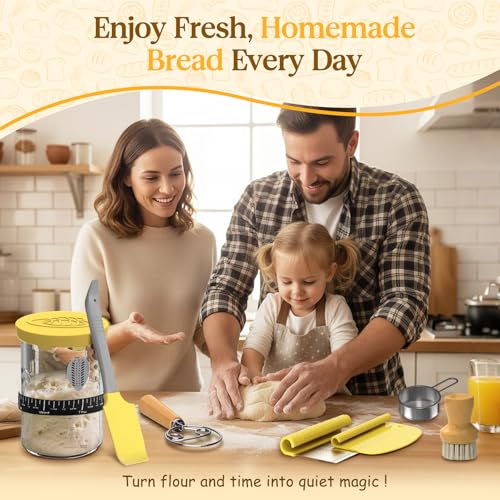 Sourdough Starter Kit with Cotton Rope Banneton Basket & Jar for Beginners