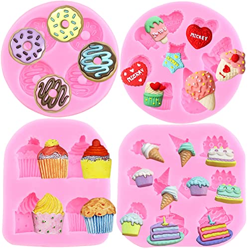 Mujiang Ice Cream Cones Silicone Mold Donut Fondant Molds Set Of 4 - color: Style B