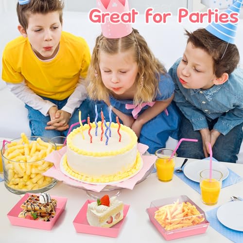 20 Pack Charcuterie Box with Lids, Pink Square Cookie Disposable Paper Food Containers to Go Bakery Boxes for Strawberries, Cake Slice, Desserts, Donuts, Valentine, Wedding, Home Use & Outdoors - color: Pink, style: 20pcs