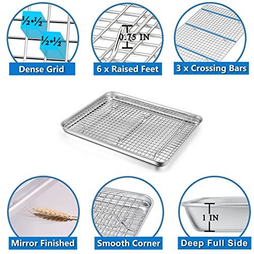 P&P CHEF 16 x 12 x 1 Inch Toaster Oven Pan Tray with Rack and Mat - 3Pcs - size: 16 x 12 x 1 Inch