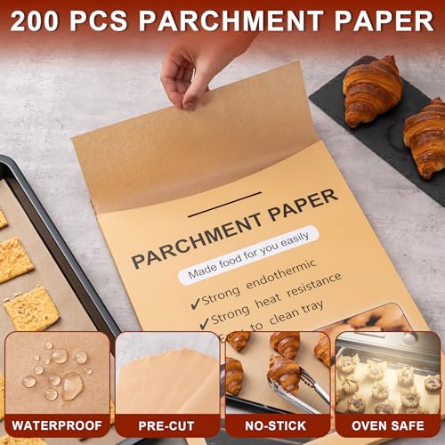 200Pcs Parchment Paper,12x16 In Non-Stick Precut Parchment Paper Sheets - size: 12x16-200PCS