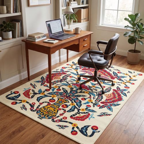 4x6 Red Peony Area Rug, Soft Low Pile - color: Red Peony, size: 4' x 6' (Rectangular)
