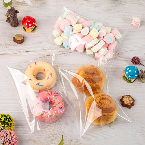 Docvania Clear Resealable Cellophane Bags 6 X 6 Inch Self Sealing Cellophane Bags, 50Pcs Cookie Bag with Seal Packaging Treat Bag for Wrapping Bread, Soaps, Candies and Party Favors - size: 6x6 Inch (Pack of 50)
