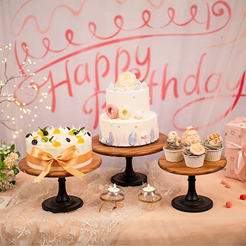 NUPTIO Wooden Cake Stand Set, Round Dessert Display Holder, 3 Pcs - size: Diam 7.87"/9.84"/11.81" (3-Piece Set)