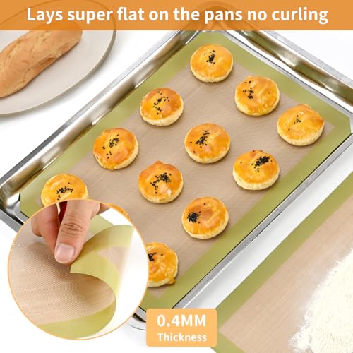 Luckyiren 2 Pack Reusable Silicone Baking Mats, Half Sheet Pan, Green/White - color: Sage Green with Circles 0.4mm