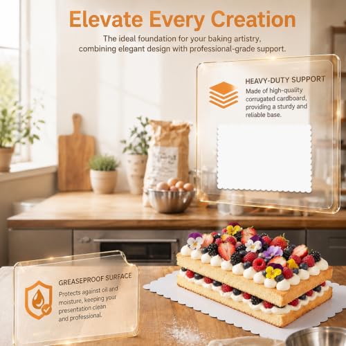 White 16 x 12 Inch Wave Cake Boards 15-Packs Rectangle Base Food-Grade Cardboard Wave Cake Plate（Thinner But Stronger） - size: 16x12 Inch/ 15Pcs