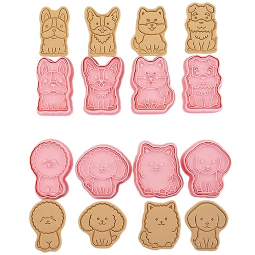 Ishang Dog Shaped Cookie Stamps Set Plastic 8Pcs