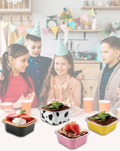Mini Cake Pans with Lids, Square, 30 Pack, 5 oz, Gold - color: Gold, size: 5oz-30pcs
