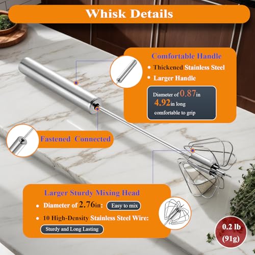 Stainless Steel Semi Automatic Whisk Egg Beater, 10in - size: 10in