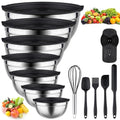Leidawn Mixing Bowls with Lids Set, 25 PCS Black Mixing Bowl for Kitchen - color: Black