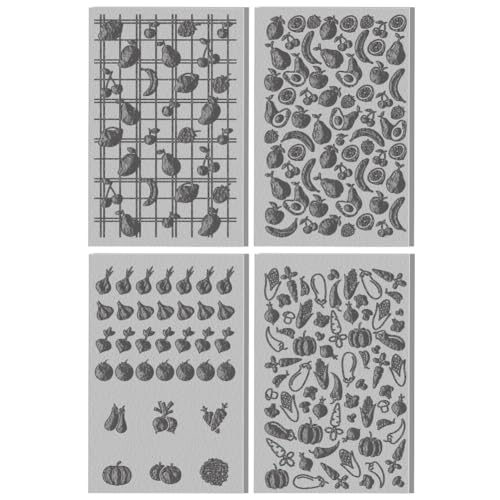 CHGCRAFT 4Pcs Fruit and Vegetable Graphics Polymer Clay Texture Sheet Rubber Clay Texture Mat for Polymer Clay Making Earrings Jewelry DIY Crafts 4 × 2.6 in - style: Fruits
