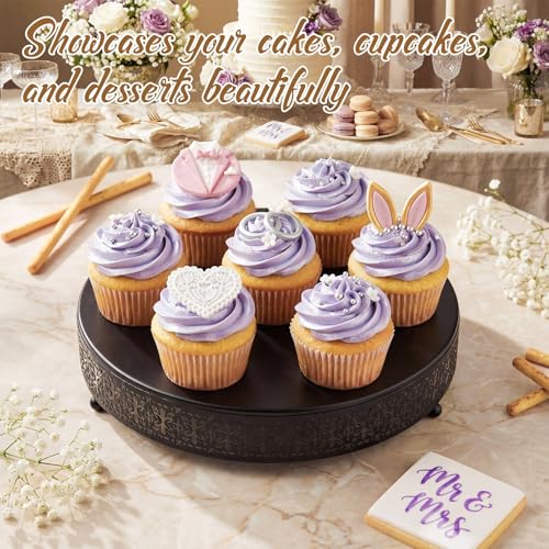 Wenqik Black Metal Cake Stand 14 Inch with Cutting & Spatula - color: Black, size: 14 Inch