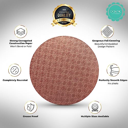 O'Creme Rose Gold Foil Round Cake Board - Gorgeous Design, Sturdy & Durable 1/2" Thick Drums, 14" Diameter - Pack of 5 Disposable Circles - color: Red, size: 14"