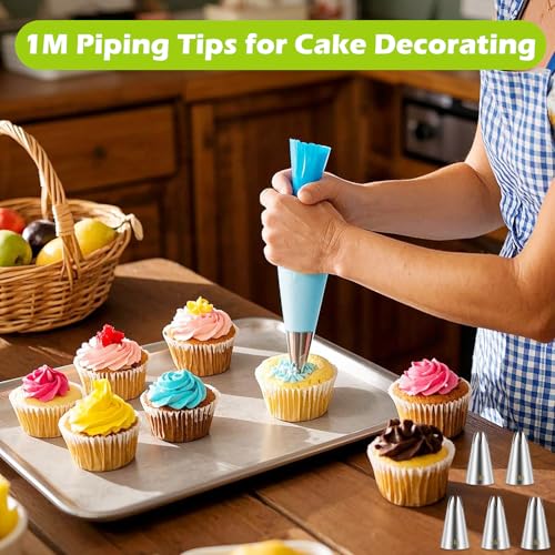 Suuker 1M Piping Tips Set, 5-Piece Large Star Cake Decorating Tips - size: 5 Pieces