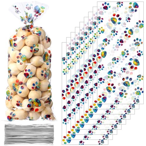 Blulu 100 Pcs Dog Treat Bags Puppy Party Favor, Rainbow Color - color: Rainbow Color