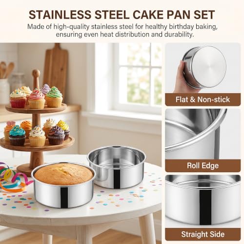 Homikit 4 Inch Round Cake Pan set of 3, Mini Layer Cake Baking Pans - size: 4 inch