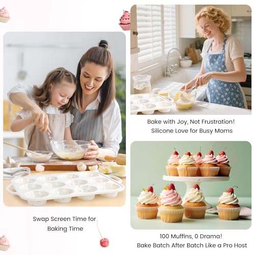 Silicone Muffin Pan for Baking with Metal Reinforced Frame, Nonstick Cupcake Pan 1 Pack Regular Size Egg Bites Silicone Mold - size: Standard: 12cups