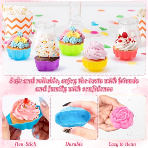 R HORSE Mini Silicone Cupcake Molds, Muti-color Flower-shaped Baking Cups - color: Five-petaled