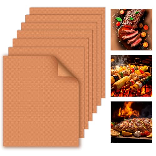 WIBIMEN Grill Mats for Outdoor Grill, Copper 7pcs Grill Mat - color: Copper 7pcs