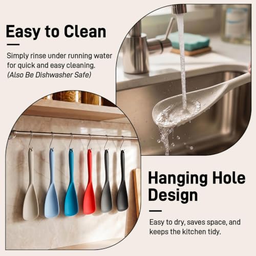 3 PACK Silicone Cooking Spoon Spatula for Nonstick Cookware, Heat‑resistant - color: Black, Gray, Khaki