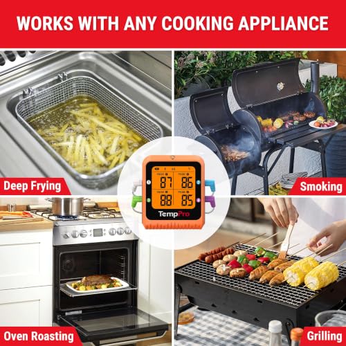 TempPro TempSync 650ft Bluetooth Meat Thermometer with 4 Color-Coded Probes - style: 4 Probes