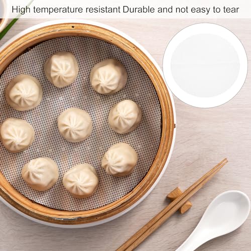 uxcell 15 Pcs 7.5 Inch Non-Stick Silicone Steamer Liners Mesh Mat, Reusable Round Steamer Mesh Pastry Dumplings Pad Mat, White - size: 7.5 inch