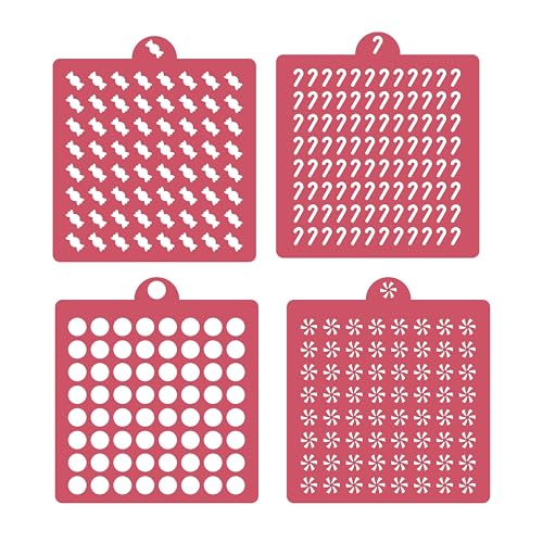4 Pack Reusable Royal Icing Sprinkle Stencils Gem Glitter Stencils Bakery Stencil Template Set for Cookie Cake and Cupcake,Crafts DIY Tumblers Reusable Glitter & Gem Template Set (Candy) - style: Candy