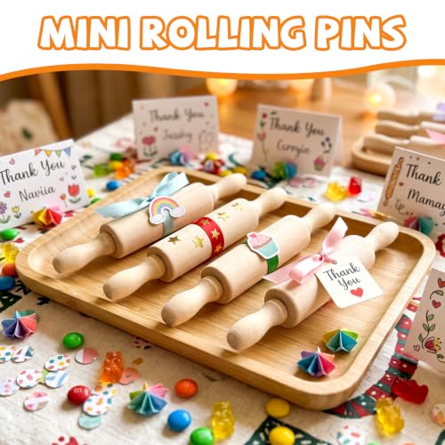 24 Pack 8 Inch Mini Wood Rolling Pin,Small Wooden Rollers