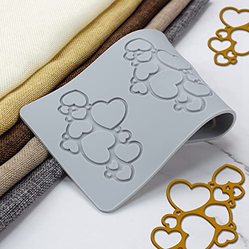 TUKE 3D Leaves Silicone Molds Flower Cake Fondant Mat Bee Leaf Pastry Moulds Rose Impression Chocolate Hollow Lace Mold (Love_8.8x4.6x0.12inch_D) - size: Love_8.8x4.6x0.12inch_D
