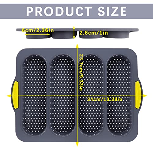 DOERDO Silicone French Baguettes Baking Mould Non-stick French Bread Baking Mould Silicone Loaf Pan for Home Restaurant