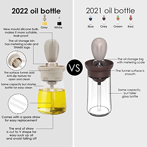 Oil Dispenser Bottle with Brush - 2 IN 1 Glass Olive Oil Storage and Container with Silicone Basting Brush for Kitchen BBQ Grilling Baking and Cooking, T-OB22, Grey - color: Gray1