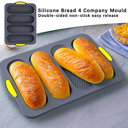 DOERDO Silicone French Baguettes Baking Mould Non-stick French Bread Baking Mould Silicone Loaf Pan for Home Restaurant