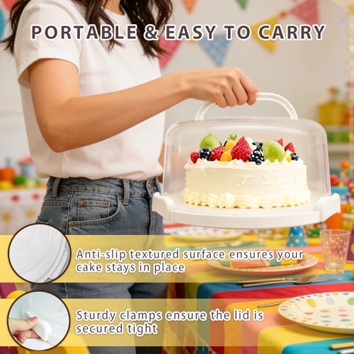 Plastic Cake Carrier with Lid and Handle, Multipurpose Cake Stand - color: Clear