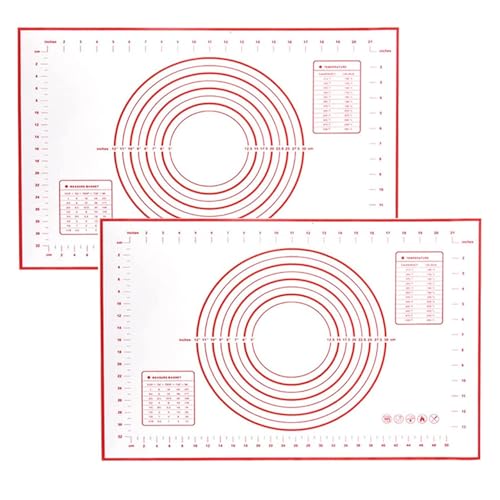 2 Pack Silicone Baking Mat Extra Large (19'x27') with Measurement Indicators, Non-Slip, Pastry Mat Sheet for Dough Pie Crust Rolling Mats for Making Cookies, Macarons, Bread, Baking Supplies - size: X-Large