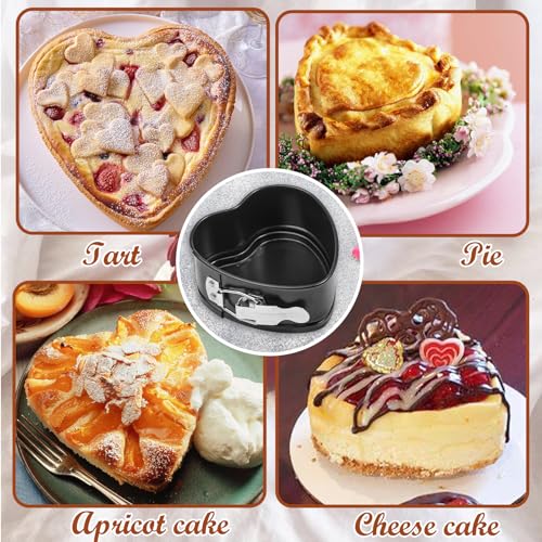 Webake Springform Pan 4 inch Heart Shape Mini Cheesecake Pan Set of 2, Cake Pan Heart Baking Molds Accessories of Instapot, Pressure Cooker, Air Fryer & Christmas, Valentine's Day Baking - size: 4 in Heart