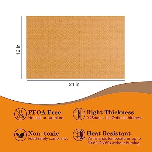 UBeesize 4 Pack Thickened Copper Oven Liners for Bottom of Oven BPA & PFOA Free, Reusable 16x24 Inch Heavy Duty Non Stick Teflon Oven Mats, Fit Electric Gas Toaster Convection Microwave Ovens Grills - color: Copper, size: 24"L x 16"W, style: 4 Pack