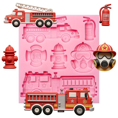 Firefighter Silicone Fondant Mold, Fire Truck Chocolate Molds