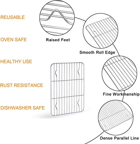 TeamFar Toaster Oven Pan with Cooling Rack, 10.4"x 8"x1" Toaster Oven Tray - size: 10.4 x 8.1 x 1 inch