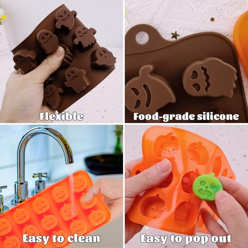 4pcs Halloween Candy Molds Ghost Chocolate Mold Mini Pumpkin Baking Molds - color: Ghost