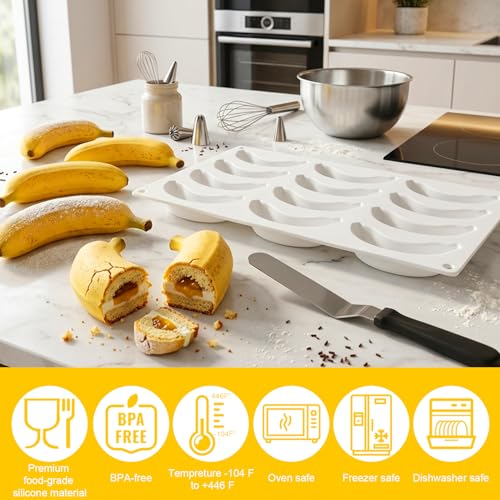 2Pack Banana Silicone Mold for Mousse Cake, Fruit Pudding Banana Molds - color: 24-Cavity Banana