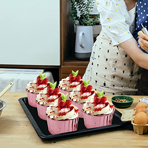 LNYZQUS Foil Cupcake Liners with Dome Lids, 5oz Mini Baking Cups - color: Rose Gold, size: 50 Pack