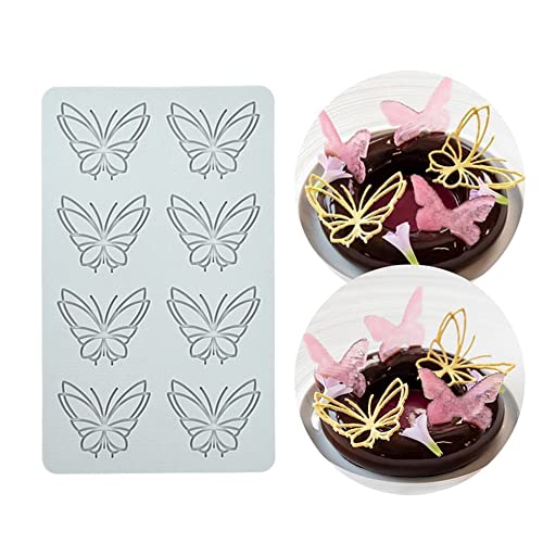 TUKE 3D Hollow Lace Fondant Molds Fruits Leaf Shape Lace Mat Party Cake Decoration Tool Cupcake Mat Silicone Molds for Polymer Clay Chocolate Baking Gummy Mould (Butterfly_7.48x4.6x0.16inch_L) - size: Butterfly_7.48x4.6x0.16inch_L