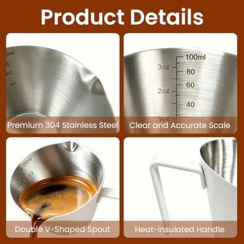 1 Pc Stainless Steel Espresso Shot Cup with Dual Scale, 3.4oz/100ml, White - color: 03_ White 1pc
