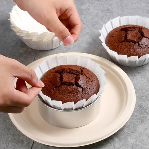 50 PCS Basques Cake Paper, 4 Inch Disposable Round Parchment Liners, Non-Stick Muffin Cupcake Liners Wrappers Oil Paper for Baking Air Fryer Cheesecake Cake Pan Oven