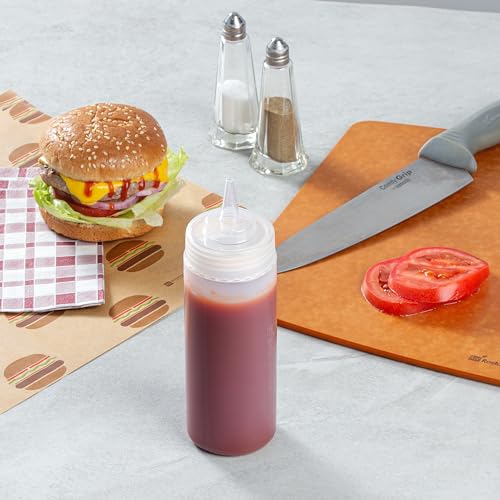 Restaurantware 12 Ounce Condiment Squeeze Bottle 1 With Lid Plastic Squeeze Bottle - Precison Dispensing Tip Flexible Clear Plastic Squeeze Bottle For Sauces For Sauces Spreads Or Condiments - size: 12 Ounces