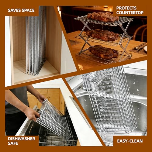 5 Tier Collapsible Cooling Rack Sourdough Cooling Rack 17"x10" - color: Silver, size: 5-Tier